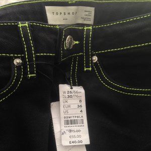 TOPSHOP neon & black high waisted jeans
